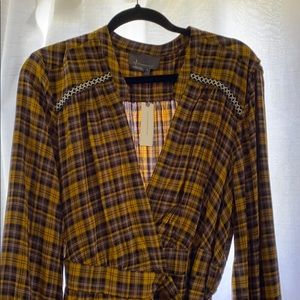 Anthropologie Wrap Dress in plaid size 16